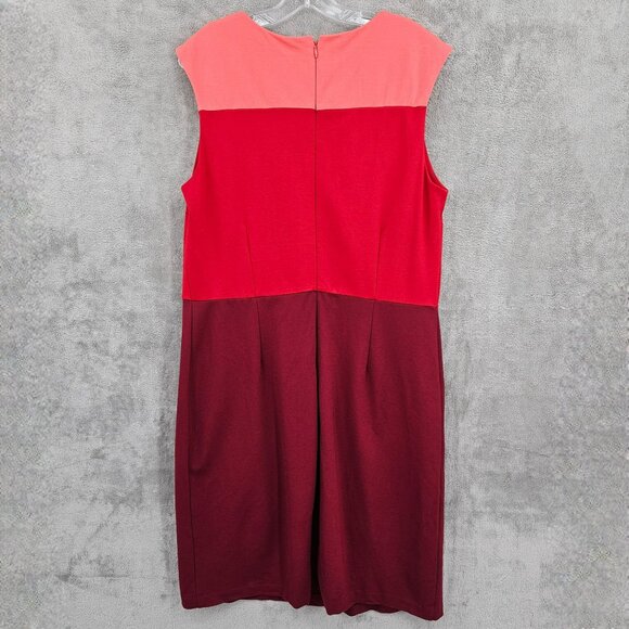 Talbots Colorblock Sheath Dress 16 Peach Red Burgundy Classic Colorful Plus Size - Picture 8 of 9
